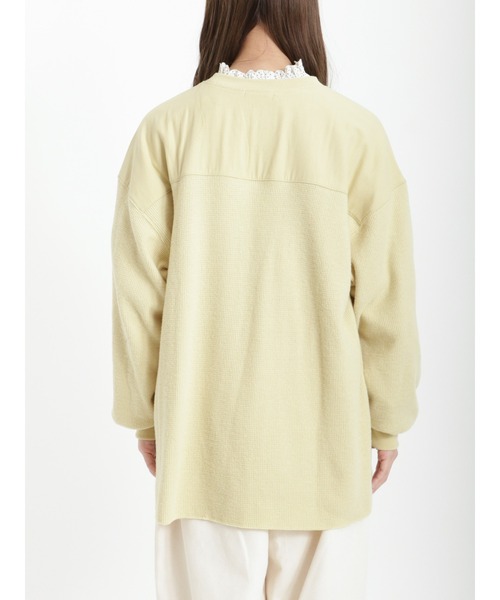 Samansa Mos2(サマンサ モスモス)の「布帛貼りワッフルロゴTシャツ(Tシャツ/カットソー・レディース・ベージュ/イエロー/チャコール・フリ-)」の8枚目の写真