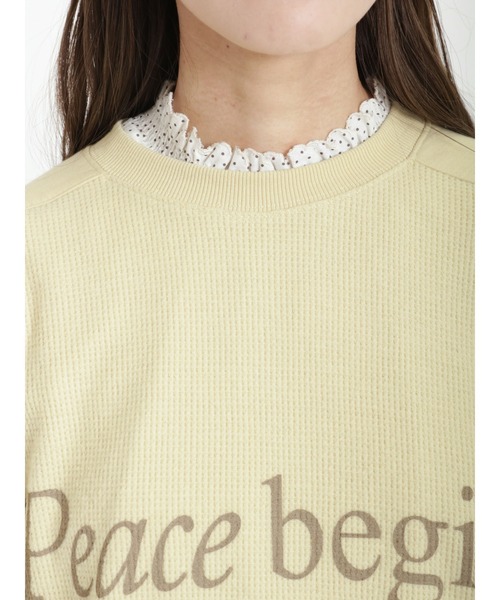 Samansa Mos2(サマンサ モスモス)の「布帛貼りワッフルロゴTシャツ(Tシャツ/カットソー・レディース・ベージュ/イエロー/チャコール・フリ-)」の5枚目の写真