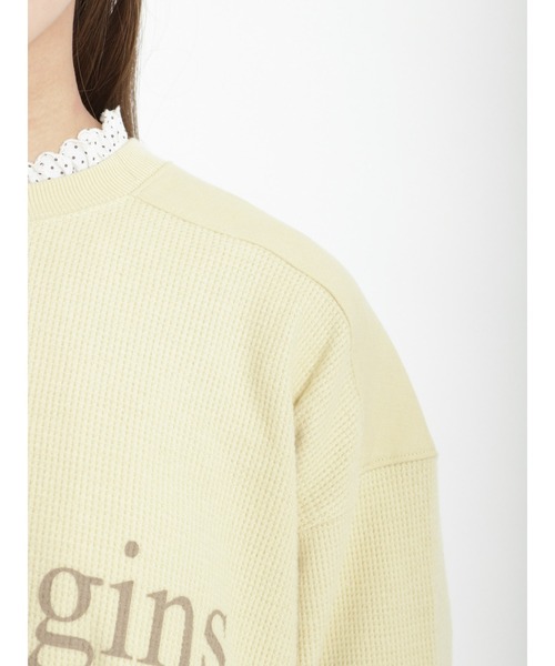 Samansa Mos2(サマンサ モスモス)の「布帛貼りワッフルロゴTシャツ(Tシャツ/カットソー・レディース・ベージュ/イエロー/チャコール・フリ-)」の13枚目の写真