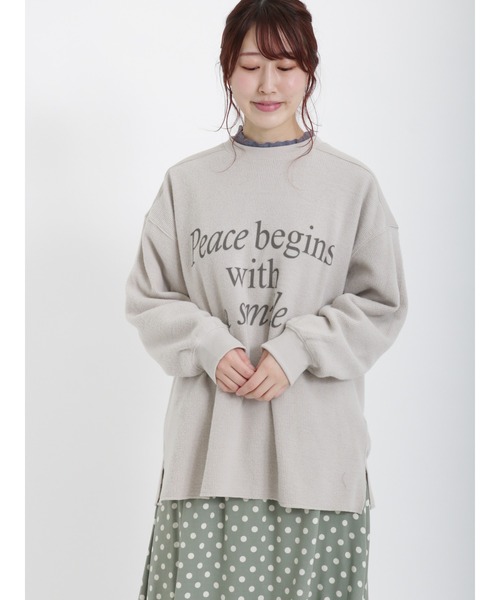 Samansa Mos2(サマンサ モスモス)の「布帛貼りワッフルロゴTシャツ(Tシャツ/カットソー・レディース・ベージュ/イエロー/チャコール・フリ-)」の21枚目の写真