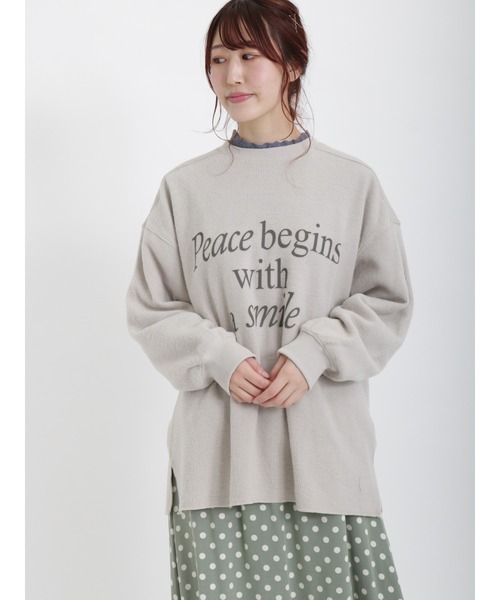 Samansa Mos2(サマンサ モスモス)の「布帛貼りワッフルロゴTシャツ(Tシャツ/カットソー・レディース・ベージュ/イエロー/チャコール・フリ-)」の20枚目の写真