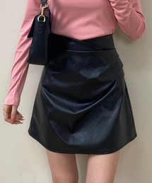 PUハイウエストミニスカート
