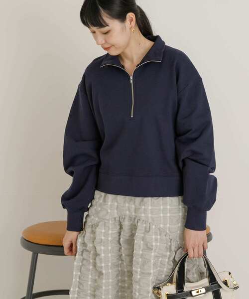 UR Lab.（アーバンリサーチラボ）の「スタンドジップ裏毛プルオーバー（Tシャツ/カットソー・レディース・ベージュ系その他/ネイビー/グレー系その他・FREE）」の4枚目の写真