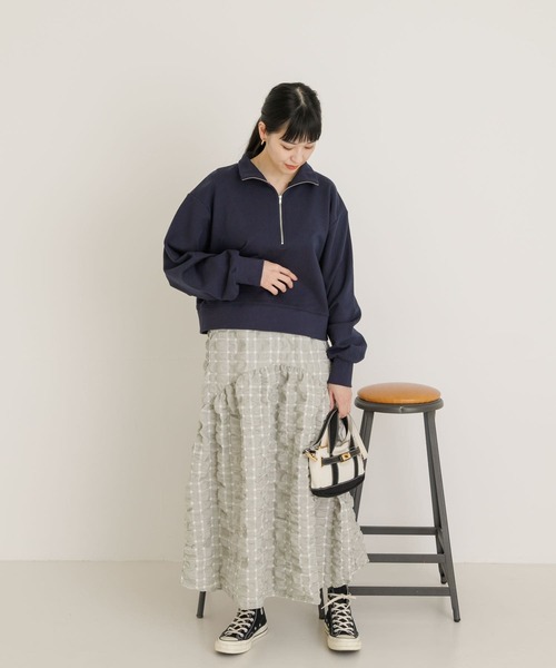 UR Lab.（アーバンリサーチラボ）の「スタンドジップ裏毛プルオーバー（Tシャツ/カットソー・レディース・ベージュ系その他/ネイビー/グレー系その他・FREE）」の6枚目の写真