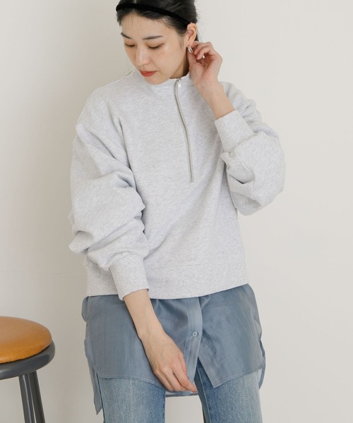 UR Lab.（アーバンリサーチラボ）の「スタンドジップ裏毛プルオーバー（Tシャツ/カットソー・レディース・ベージュ系その他/ネイビー/グレー系その他・FREE）」の15枚目の写真