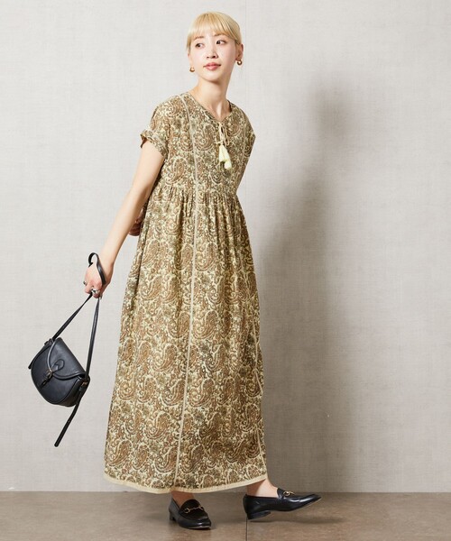 FREAK'S STORE（フリークスストア）の「【限定展開】 インド ペイズリー プリント ワンピース（ワンピース・レディース・ブラック/ベージュ/パープル/オレンジ/グリーン・SMALL/MEDIUM）」の13枚目の写真