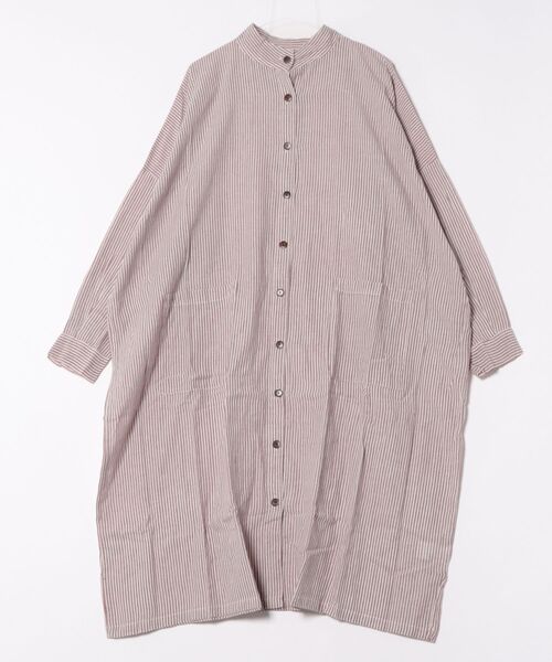 チャイハネ（チャイハネ）の「【チャイハネ】チャキバンドカラーシャツワンピース（シャツワンピース・レディース・ブルー/カーキ/ブラック/ブラウン/ナチュラル/レッド/グリーン・FREE）」の7枚目の写真