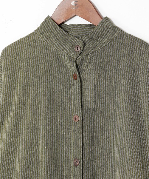 チャイハネ（チャイハネ）の「【チャイハネ】チャキバンドカラーシャツワンピース（シャツワンピース・レディース・ブルー/カーキ/ブラック/ブラウン/ナチュラル・FREE）」の11枚目の写真