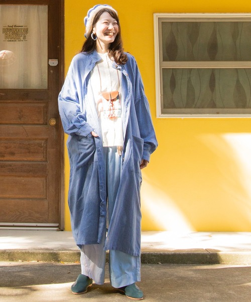 チャイハネ（チャイハネ）の「【チャイハネ】チャキバンドカラーシャツワンピース（シャツワンピース・レディース・ブルー/カーキ/ブラック/ブラウン/ナチュラル・FREE）」の6枚目の写真