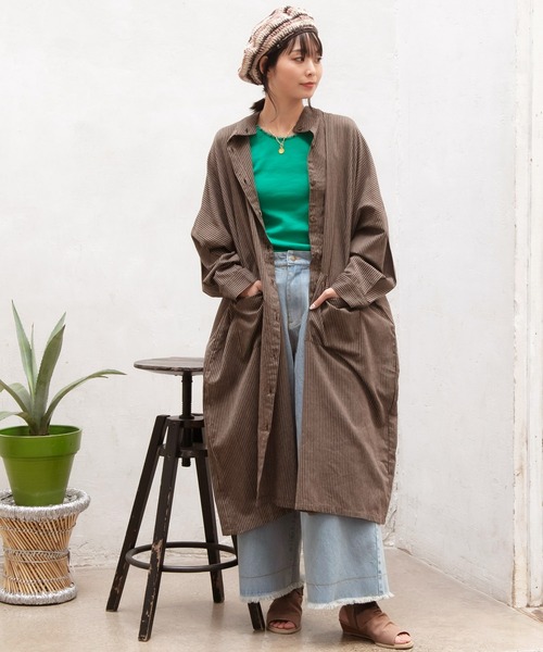 チャイハネ（チャイハネ）の「【チャイハネ】チャキバンドカラーシャツワンピース（シャツワンピース・レディース・ブルー/カーキ/ブラック/ブラウン/ナチュラル・FREE）」の14枚目の写真