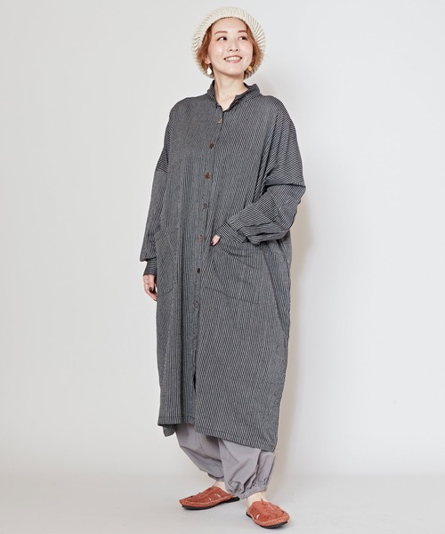 チャイハネ（チャイハネ）の「【チャイハネ】チャキバンドカラーシャツワンピース（シャツワンピース・レディース・ブルー/カーキ/ブラック/ブラウン/ナチュラル・FREE）」の17枚目の写真