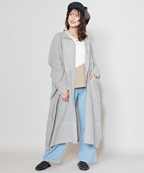 チャイハネ（チャイハネ）の「【チャイハネ】チャキバンドカラーシャツワンピース（シャツワンピース・レディース・ブルー/カーキ/ブラック/ブラウン/ナチュラル・FREE）」の19枚目の写真