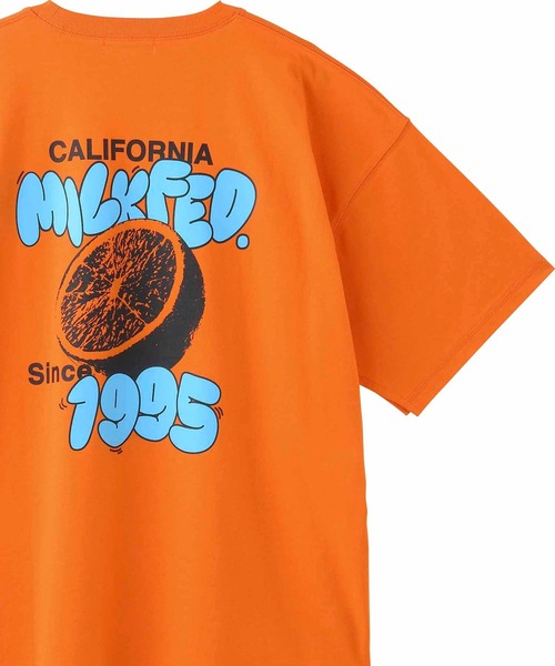 MILKFED.（ミルクフェド）の「ORANGE SS TOP（Tシャツ/カットソー・レディース・ライトブルー/ホワイト/オレンジ・ONE SIZE）」の3枚目の写真
