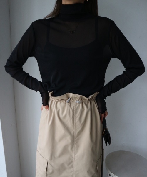 TRUNC（トランクエイティーエイト）の「Sheer Highneck Pullover（Tシャツ/カットソー・レディース・アイボリー/ブラック・FREE）」の13枚目の写真