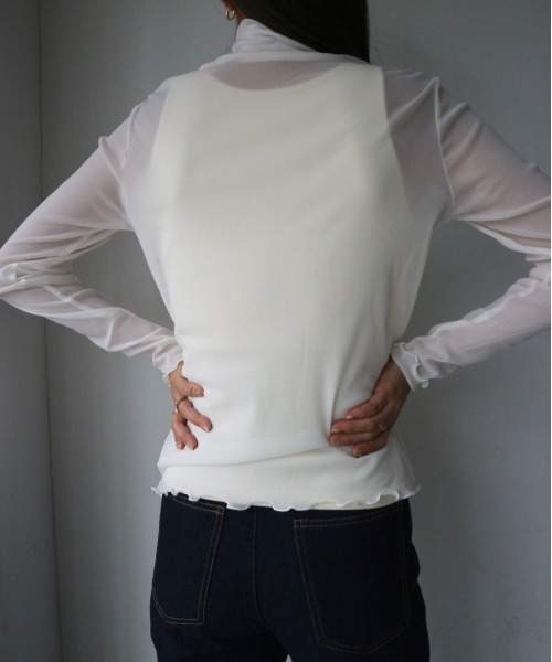 TRUNC（トランクエイティーエイト）の「Sheer Highneck Pullover（Tシャツ/カットソー・レディース・アイボリー/ブラック・FREE）」の16枚目の写真