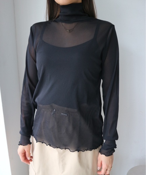TRUNC（トランクエイティーエイト）の「Sheer Highneck Pullover（Tシャツ/カットソー・レディース・アイボリー/ブラック・FREE）」の7枚目の写真