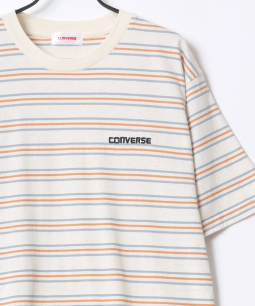 CONVERSE(コンバース)の「CONVERSE/コンバース ボーダー ストライプ ロゴ オールスター スニーカー ワンポイント刺繍 半袖Tシャツ/レディース メンズ(Tシャツ/カットソー・レディース・ホワイト系その他3/ホワイト系その他5/ホワイト系その他6/ホワイト系その他7/グリーン系その他/グレー系その他/ブルー系その他/ブラック系その他/ホワイト系その他4/グリーン系その他2/ホワイト系その他/ホワイト系その他2・LL/L/M)」の3枚目の写真