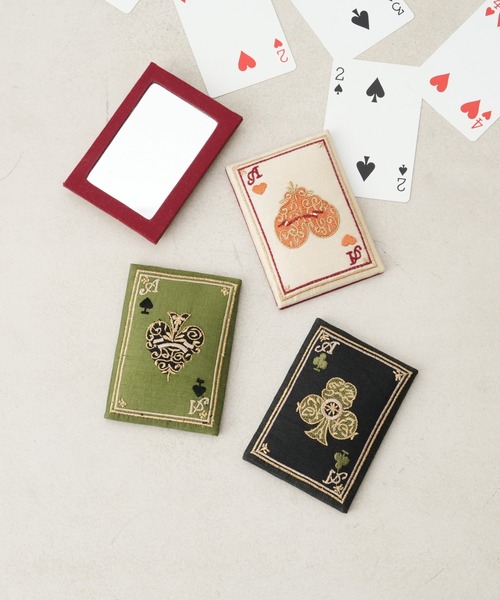 セール】トランプ刺繍ミラー（手鏡/メイクミラー）｜BIRTHDAY