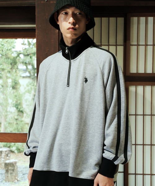 U.S. POLO ASSN.(ユーエスポロアッスン)の「U.S. POLO ASSN. / ユーエスポロアッスン 別注 コラボ オーバーサイズ ハーフジップ ラグランスリーブ トラック スウェット トレーナー(スウェット・メンズ・グレイッシュベージュ/杢グレー/ブラック・MEDIUM/LARGE/SMALL)」の18枚目の写真