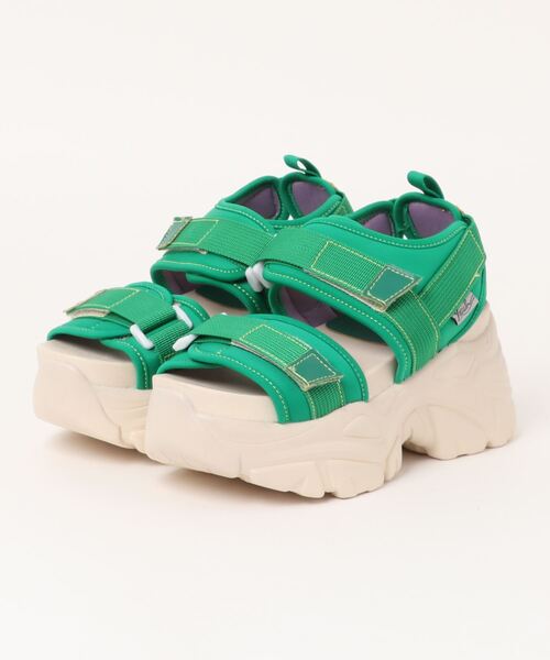 YOSUKE(ヨースケ)の「「YOSUKE/ヨースケ」厚底ベルティッドサンダル(サンダル・レディース・グリーン/アイボリー/ブラック/グレー/ブラック×ホワイト/カーキ/シルバー/ブラック×パープル/ブラック×ブルー・S/M/L/LL)」の1枚目の写真