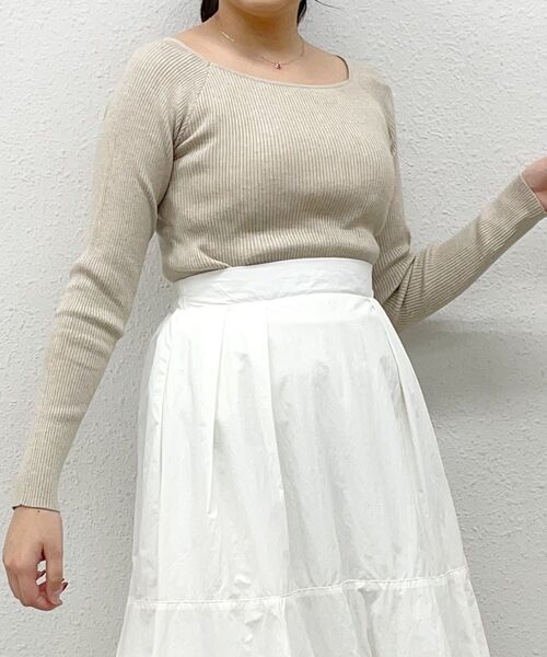 kivi(キヴィ)の「スクエアネックボーダーニット(ニット/セーター・レディース・チャコールグレー/ブラック系その他3/ライトブルー/ライトグレー・FREE)」の9枚目の写真