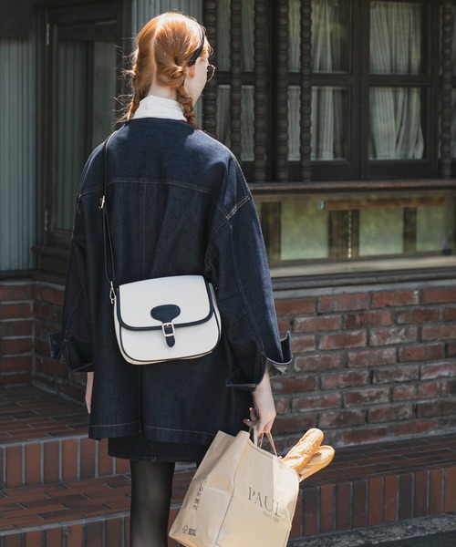 BONLECILL（ボンルシール）の「2way 襟コーデュロイルーズデニムカバーオール（デニムジャケット・レディース・ブルー/ネイビー/ブラック/ブルー系1/アイボリー・FREE）」の21枚目の写真