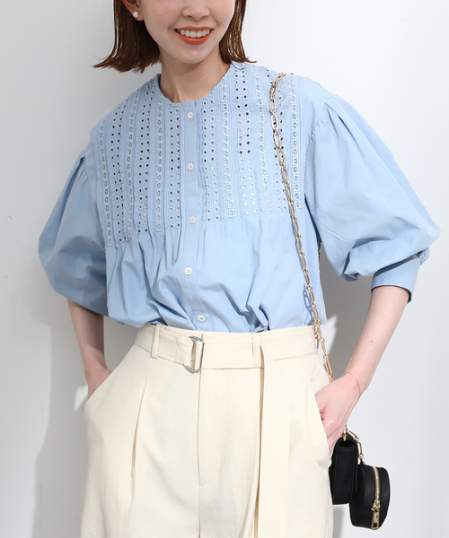 23ss 極美品✨ スローブイエナ カットワークタックブラウス 23ss 極美品✨ スローブイエナ カットワークタックブラウス