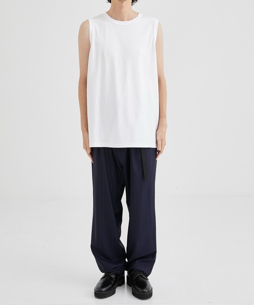 WELLDER（ウェルダー）の「【WELLDER/ウェルダー】Suvin Supima Crew Neck No Sleeve（Tシャツ/カットソー・メンズ・ホワイト/ブラック・4/5）」の8枚目の写真