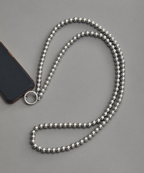 VIS(ビス)の「【追加生産】パール&メタルボールスマホショルダー(スマホグッズ・レディース・シルバー/ホワイト・FREE)」の2枚目の写真