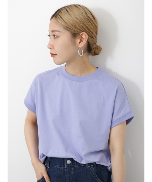 Samansa Mos2 blue（サマンサモスモスブルー）の「フレンチスリーブTシャツ（Tシャツ/カットソー・レディース・チャコールグレー/オフホワイト/パープル・F）」の3枚目の写真