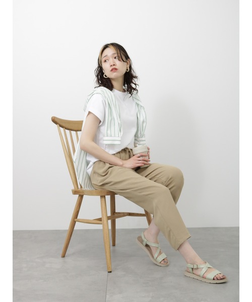 Samansa Mos2 blue（サマンサモスモスブルー）の「フレンチスリーブTシャツ（Tシャツ/カットソー・レディース・チャコールグレー/オフホワイト/パープル・F）」の7枚目の写真