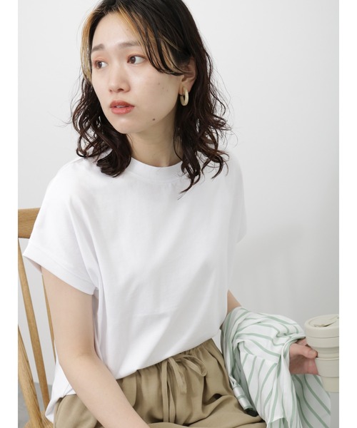 Samansa Mos2 blue（サマンサモスモスブルー）の「フレンチスリーブTシャツ（Tシャツ/カットソー・レディース・チャコールグレー/オフホワイト/パープル・F）」の8枚目の写真