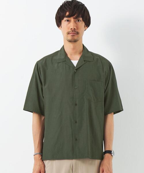 green label relaxing（グリーンレーベルリラクシング）の「アルコットローン ジャストルーズ オープンカラー シャツ -接触冷感-（シャツ/ブラウス・メンズ・オリーブ/ライム/ライトブルー・XL/M/L/S）」の6枚目の写真