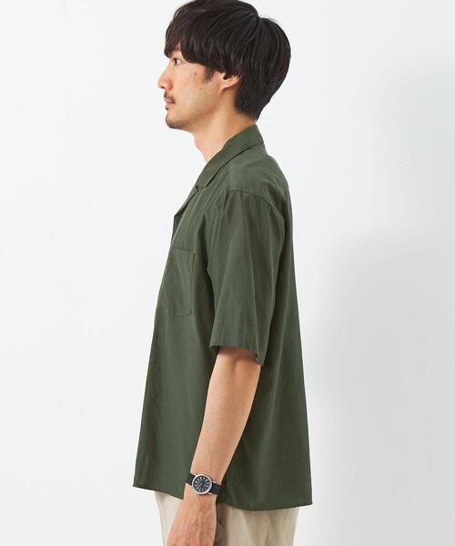 green label relaxing（グリーンレーベルリラクシング）の「アルコットローン ジャストルーズ オープンカラー シャツ -接触冷感-（シャツ/ブラウス・メンズ・オリーブ/ライム/ライトブルー・XL/M/L/S）」の7枚目の写真