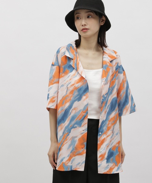 LAKOLE(ラコレ)の「マーブルプリントオーバーシャツ / 963113(シャツ/ブラウス・レディース・オレンジ/ブラック・SMALL/MEDIUM)」の10枚目の写真