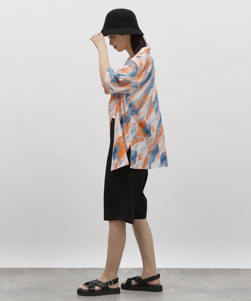 LAKOLE(ラコレ)の「マーブルプリントオーバーシャツ / 963113(シャツ/ブラウス・レディース・オレンジ/ブラック・SMALL/MEDIUM)」の7枚目の写真