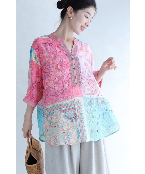 cawaii(カワイイ)の「ビジューがキラキラ輝くエスニック調シアーブラウストップス(シャツ/ブラウス・レディース・ピンク・FREE)」の21枚目の写真