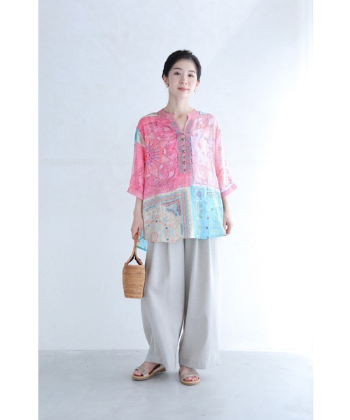 cawaii(カワイイ)の「ビジューがキラキラ輝くエスニック調シアーブラウストップス(シャツ/ブラウス・レディース・ピンク・FREE)」の15枚目の写真