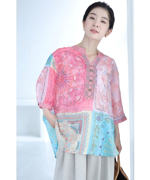 cawaii(カワイイ)の「ビジューがキラキラ輝くエスニック調シアーブラウストップス(シャツ/ブラウス・レディース・ピンク・FREE)」の18枚目の写真