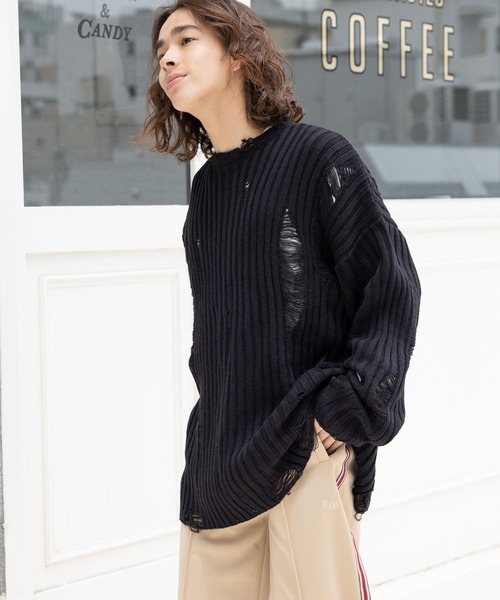 PBLIM（ページボーイリム）の「PBLIM/クラッシュニット（ニット/セーター・レディース・ブラウン/ボルドー/ブラック・FREE）」の7枚目の写真