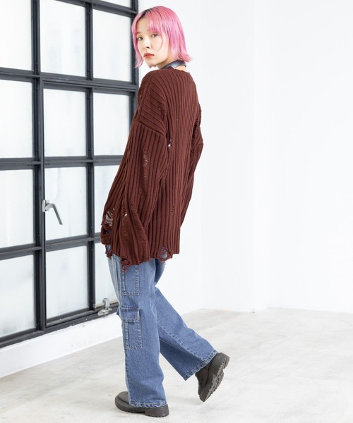 PBLIM（ページボーイリム）の「PBLIM/クラッシュニット（ニット/セーター・レディース・ブラウン/ボルドー/ブラック・FREE）」の10枚目の写真