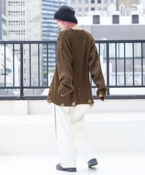 PBLIM（ページボーイリム）の「PBLIM/クラッシュニット（ニット/セーター・レディース・ブラウン/ボルドー/ブラック・FREE）」の16枚目の写真