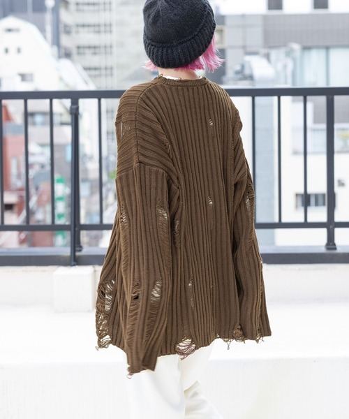 PBLIM（ページボーイリム）の「PBLIM/クラッシュニット（ニット/セーター・レディース・ブラウン/ボルドー/ブラック・FREE）」の19枚目の写真