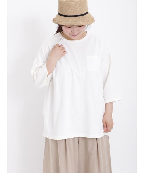 Samansa Mos2（サマンサ モスモス）の「◎ビッグシルエットTシャツ（Tシャツ/カットソー・レディース・オフホワイト/チャコールグレー/ブラック/ブルー・F）」の2枚目の写真