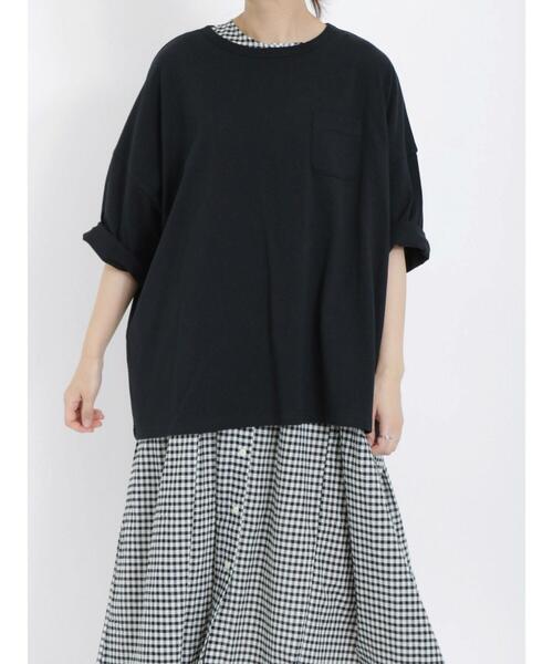 Samansa Mos2（サマンサ モスモス）の「◎ビッグシルエットTシャツ（Tシャツ/カットソー・レディース・オフホワイト/チャコールグレー/ブラック/ブルー・F）」の3枚目の写真