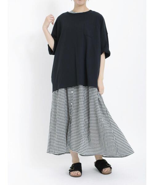 Samansa Mos2（サマンサ モスモス）の「◎ビッグシルエットTシャツ（Tシャツ/カットソー・レディース・オフホワイト/チャコールグレー/ブラック/ブルー・F）」の7枚目の写真