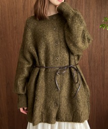 ウエストリボンニットカーディガン