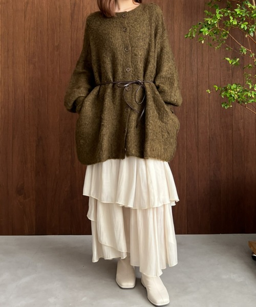 mic by Olu.（ミックバイオルドット）の「ウエストリボンニットカーディガン（カーディガン/ボレロ・レディース・ブルー/マスタード/ピンク系その他/カーキ・FREE）」の7枚目の写真