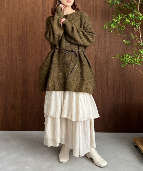 mic by Olu.（ミックバイオルドット）の「ウエストリボンニットカーディガン（カーディガン/ボレロ・レディース・ブルー/マスタード/ピンク系その他/カーキ・FREE）」の8枚目の写真