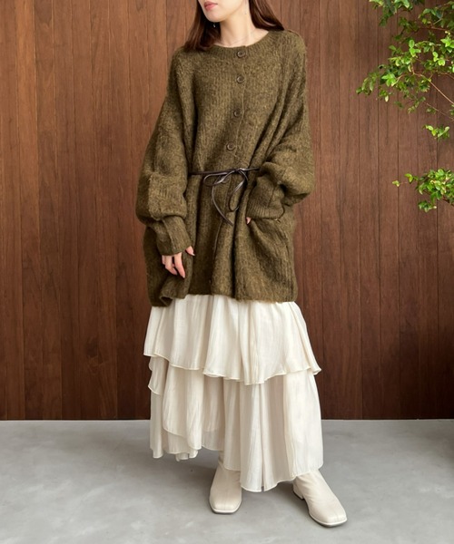 mic by Olu.（ミックバイオルドット）の「ウエストリボンニットカーディガン（カーディガン/ボレロ・レディース・ブルー/マスタード/ピンク系その他/カーキ・FREE）」の9枚目の写真